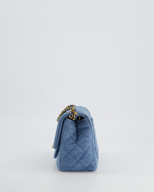 *HOT* Chanel Coco Crush Mini Square Flap Bag in Denim with Brushed Gold Hardware