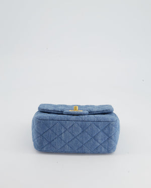 *HOT* Chanel Coco Crush Mini Square Flap Bag in Denim with Brushed Gold Hardware