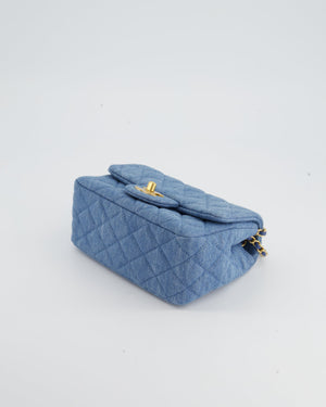 *HOT* Chanel Coco Crush Mini Square Flap Bag in Denim with Brushed Gold Hardware