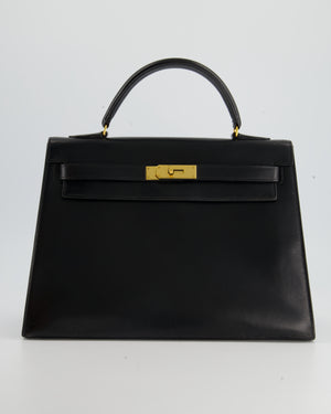 Hermès Vintage Kelly Bag 32cm Replica Jewelry
 in Black Box Calf Leather with Gold Hardware