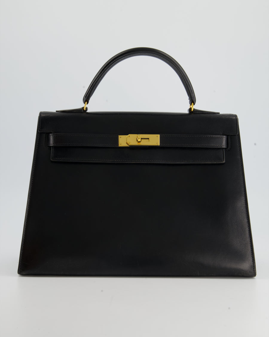 Hermès Vintage Kelly Bag 32cm Replica Jewelry
 in Black Box Calf Leather with Gold Hardware