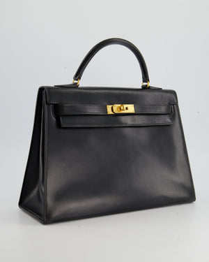 Hermès Vintage Kelly Bag 32cm Replica Jewelry
 in Black Box Calf Leather with Gold Hardware