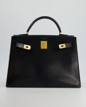 Hermès Vintage Kelly Bag 32cm Replica Jewelry
 in Black Box Calf Leather with Gold Hardware