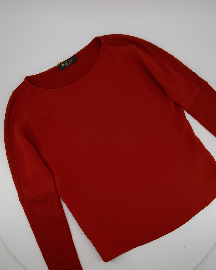 Loro Piana Red Long-Sleeve Silk and Cashmere Top Size S (UK 8)