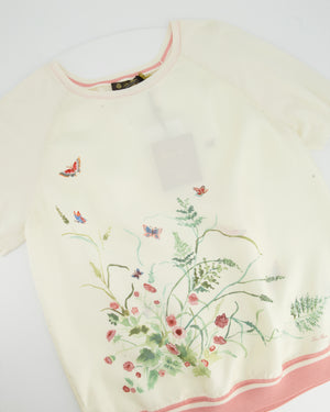 Loro Piana Cream and Multi-Colour Floral Print Silk T-Shirt