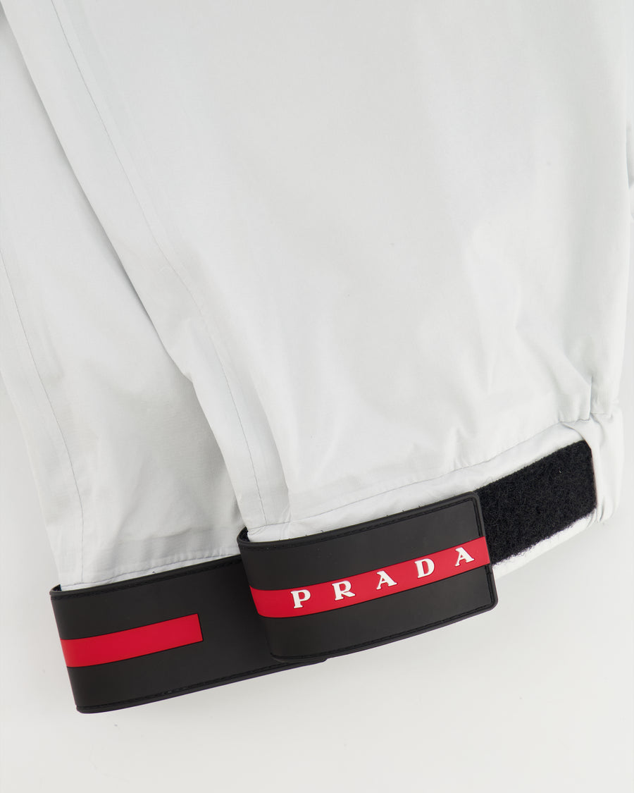 Prada Light Grey Active Nylon Pants with Logo Details Size S (UK 8)