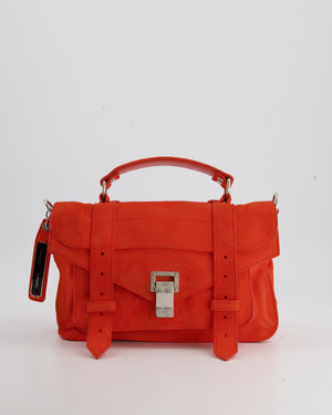 Proenza Schouler Coral Red Suede PS1 Shoulder Bag with Silver Hardware