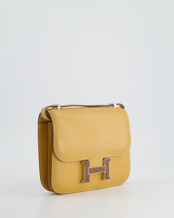 *FIRE PRICE* Hermès Mini Constance Bag 18cm in Paille Swift Leather with Palladium and Lizard Hardware