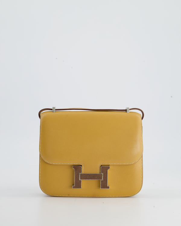 *FIRE PRICE* Hermès Mini Constance Bag 18cm in Paille Swift Leather with Palladium and Lizard Hardware