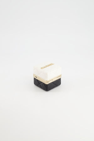 Chanel Black and White Micro Box Square Bag with Gold Hardware