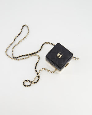 Chanel Black and White Micro Box Square Bag with Gold Hardware