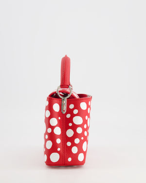 *HOT* Louis Vuitton X Yayoi Kusama Red and White Mini Capucines Bag with Silver Hardware