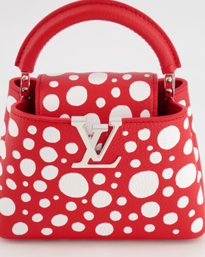 *HOT* Louis Vuitton X Yayoi Kusama Red and White Mini Capucines Bag with Silver Hardware