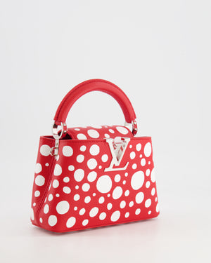 *HOT* Louis Vuitton X Yayoi Kusama Red and White Mini Capucines Bag with Silver Hardware