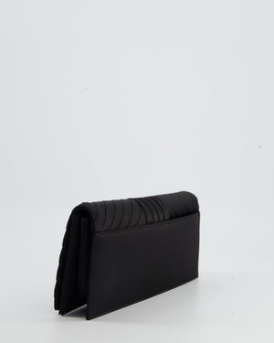 Chanel Black Satin Long-Line Clutch Bag with Brushed Gold Hardware and CC Detail