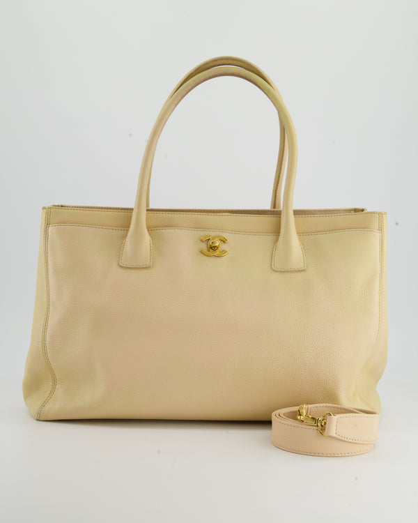 Chanel Vintage Beige Executive Tote Bag in Leather with 24K Gold Hardware