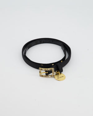 Yves Saint Laurent Vintage Black Belt with Crystal Buckle and Love Coin Detail 80cm