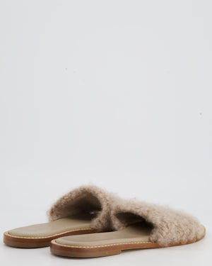 Gabriela Hearst Shearling Beige Flat Leather Slide Size EU 39