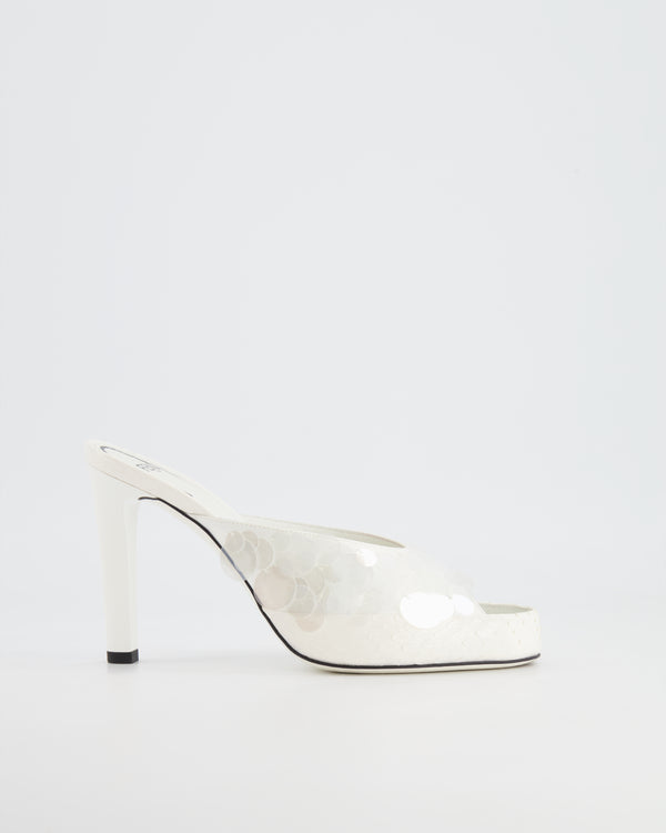 Fendi White Sequin Embellished Mules Size EU 37