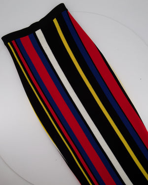 Balmain Black, Red, Yellow Stripe Multi-Colour Knitted Midi Skirt with Zip Back Detail  FR 34 (UK 6)