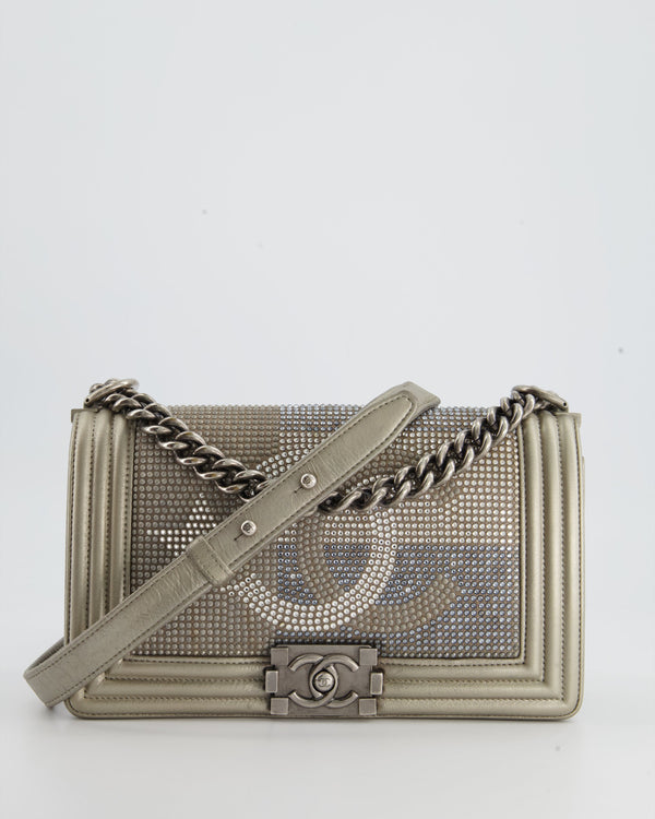 *HOT* Chanel Medium Boy Bag in Gold Metallic Sequin CC Star Print with Silver Hardware