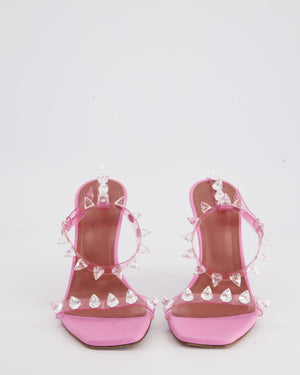 Amina Muaddi Pink Crystal Spike Strap Heels Size EU 38