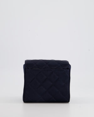 Chanel Navy Vintage Silk Diamond Quilted Shoulder Bag with CC Logo