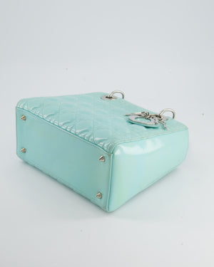 Christian Dior Tiffany Blue Medium Lady Dior Bag Patent with Silver Hardware RRP £5300