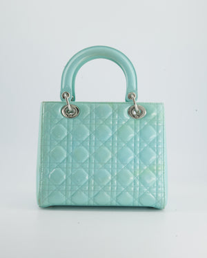 Christian Dior Tiffany Blue Medium Lady Dior Bag Patent with Silver Hardware RRP £5300