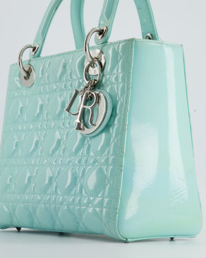 Christian Dior Tiffany Blue Medium Lady Dior Bag Patent with Silver Hardware RRP £5300