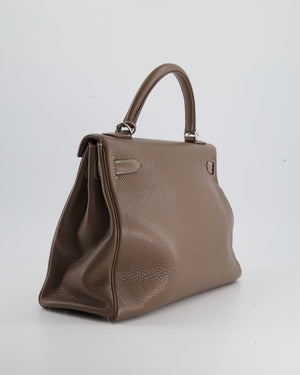 Hermès Kelly 32 Retourne Bag in Etoupe Clemence Leather with Palladium Hardware