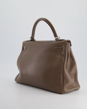 Hermès Kelly 32 Retourne Bag in Etoupe Clemence Leather with Palladium Hardware