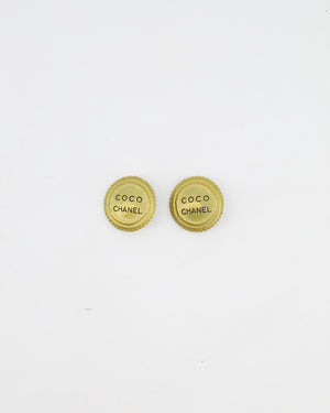 Chanel Vintage Ancient Gold Coco Chanel Round Clip-On Earrings