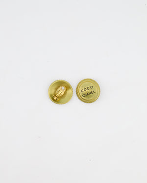 Chanel Vintage Ancient Gold Coco Chanel Round Clip-On Earrings