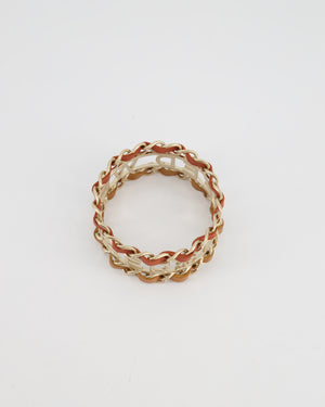 Chanel "We Need Tweed" Bangle in Champagne Gold Hardware with Leather Detail