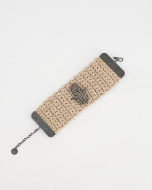 Fatima Hand Crystal Embellished Raffia Bracelet