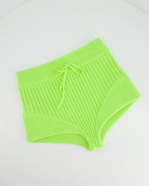 David Koma Lime Green Ribbed Knit Shorts FR 34 (UK 6)