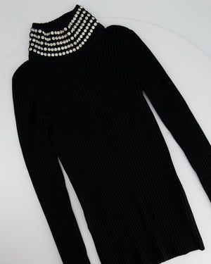 Alexander Wang Black Long-Sleeve Top with Crystals Details Size XS (UK 6)