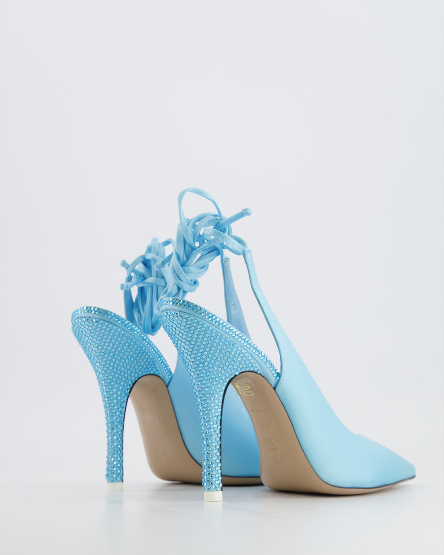 The Attico Light Blue Crystal Embellished Venus Pumps Size EU 40.5 RRP £750