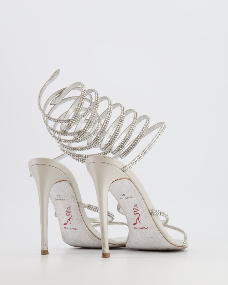 Rene Caovilla Silver Diamanté Cleo Heels Size EU 41 RRP £1,180