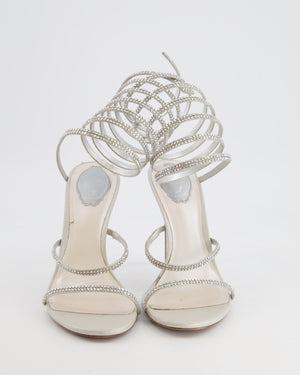 Rene Caovilla Silver Diamanté Cleo Heels Size EU 41 RRP £1,180