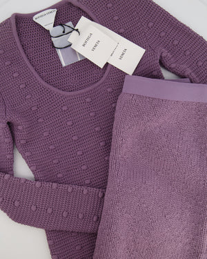 Bottega Veneta Lavender Crochet Pompom Top and Skirt Set Size S/M (UK 8/10) RRP £1,950