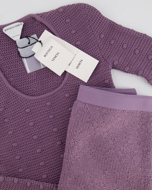 Bottega Veneta Lavender Crochet Pompom Top and Skirt Set Size S/M (UK 8/10) RRP £1,950