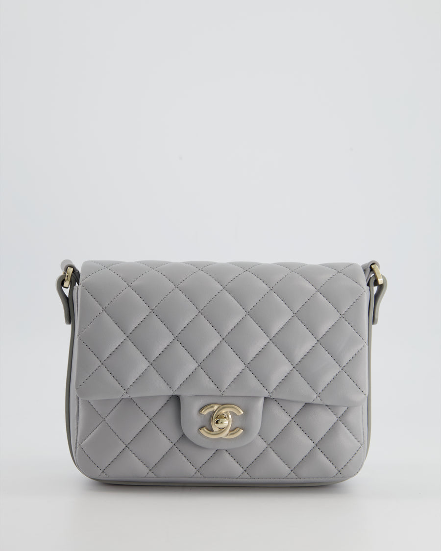 Chanel Wave Strap Bag In Dove Grey Lambskin with Champagne Gold Hardware