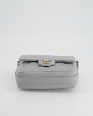 Chanel Wave Strap Bag In Dove Grey Lambskin with Champagne Gold Hardware