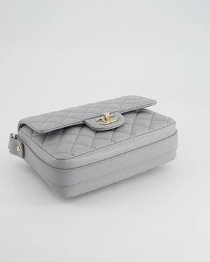 Chanel Wave Strap Bag In Dove Grey Lambskin with Champagne Gold Hardware