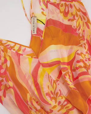 Emilio Pucci Pink, Yellow Orange Printed Silk Maxi Sun Dress Size UK 8