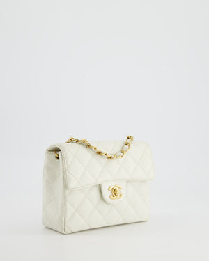 *RARE* Chanel Vintage White Caviar Mini Square Flap Bag with 24K Gold Hardware