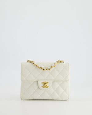 *RARE* Chanel Vintage White Caviar Mini Square Flap Bag with 24K Gold Hardware