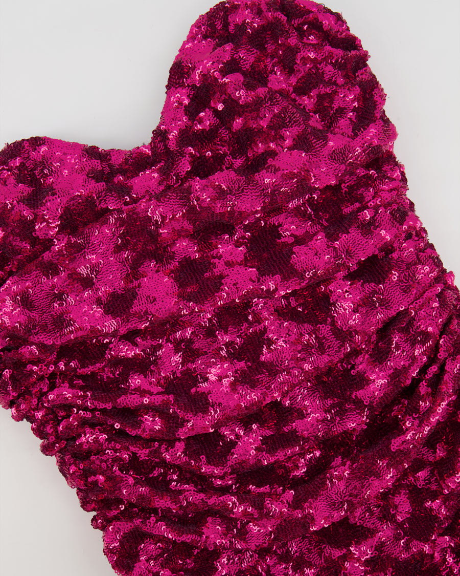 Giuseppe di Morabito Pink Sequin Ruffled Mini Bandeau Dress Size IT 36 (UK 4) RRP £850